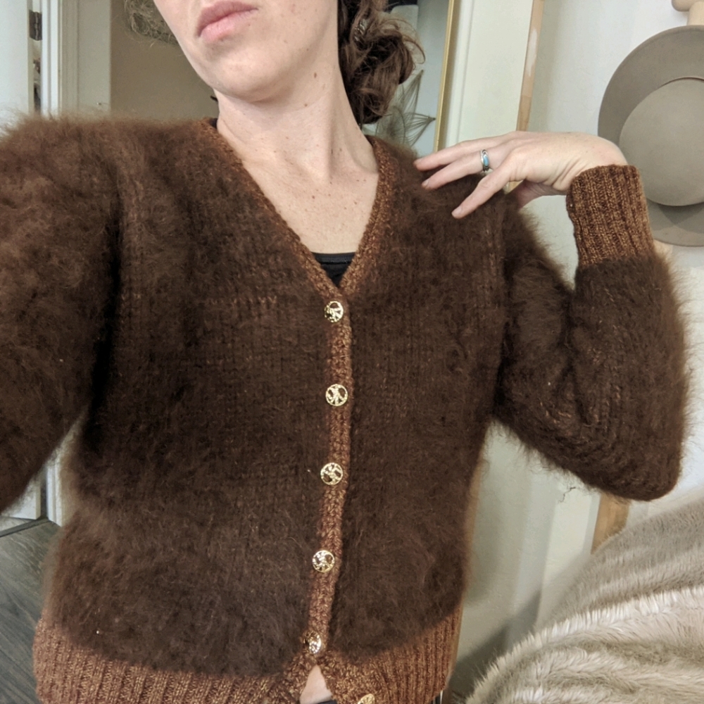 REAL angora wool hand loomed button up sweater ✨